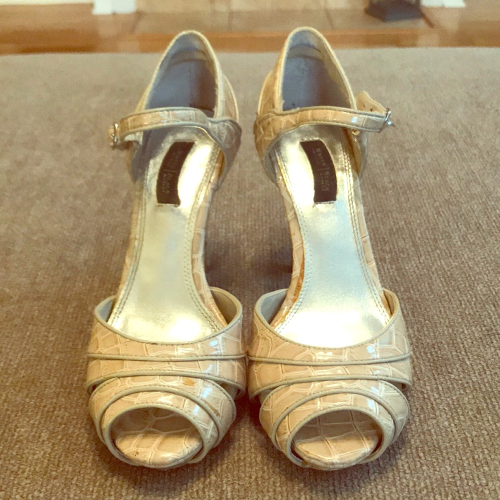 White House Black Market Tan Crocodile Heels